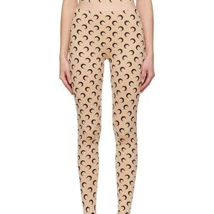 Marine Serre Beige and Black Crescent Moon Leggings